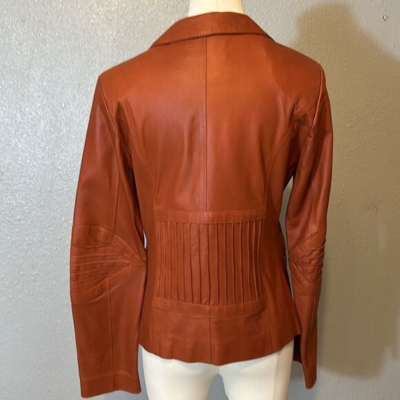 Elegance Paris women’s brown cognac leather jacket size US 2 - Picture 4 of 16